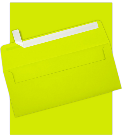 Ultra Lime Green #10 Stationery Set  - 100 Pack