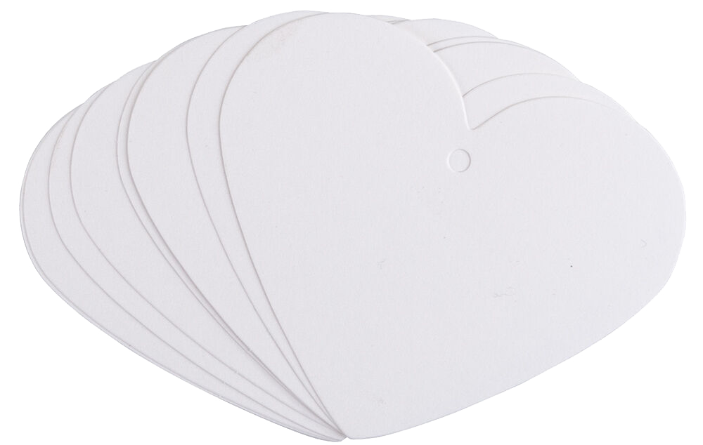 White Large Heart Gift Tags (3 x 2 1/2) - 10 Pack