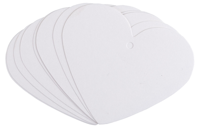 White Large Heart Gift Tags (3 x 2 1/2) - 10 Pack