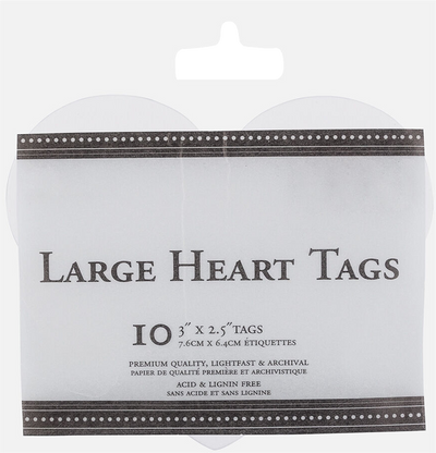 White Large Heart Gift Tags (3 x 2 1/2) - 10 Pack