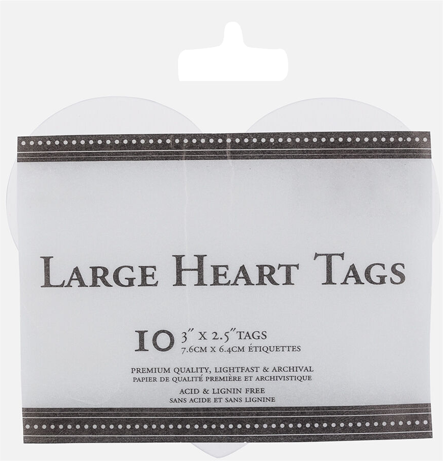 White Large Heart Gift Tags (3 x 2 1/2) - 10 Pack