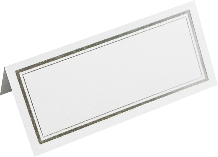 White with Silver Double Border 2 x 4 1/4 Foldover Place Cards - 100 Pack