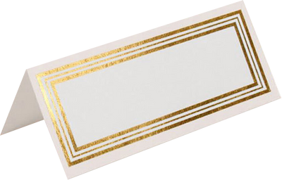White with Gold Triple Border 2 x 4 1/4 Foldover Place Cards