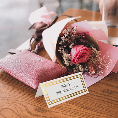 White with Gold Triple Border 2 x 4 1/4 Foldover Place Cards