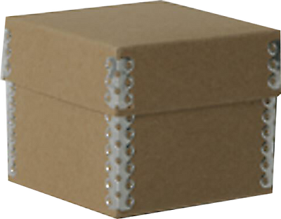 Natural Kraft Small Gift Boxes with Metal Edge (3 1/4 x 3 1/4 x 2 3/4)