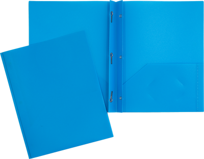 Light Blue 9 x 12 Plastic Pop Folders with Clasp