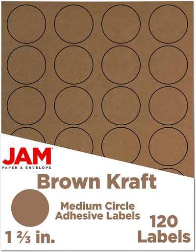 Brown Kraft Medium 1 2/3 Inch Round Labels