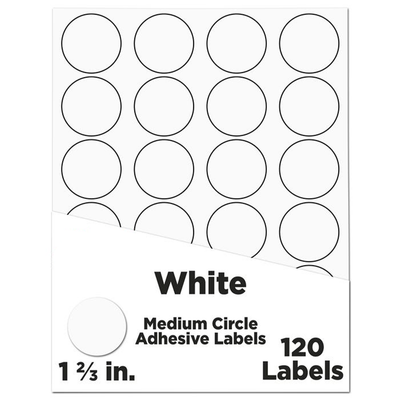 White Medium 1 2/3 Inch Round Labels