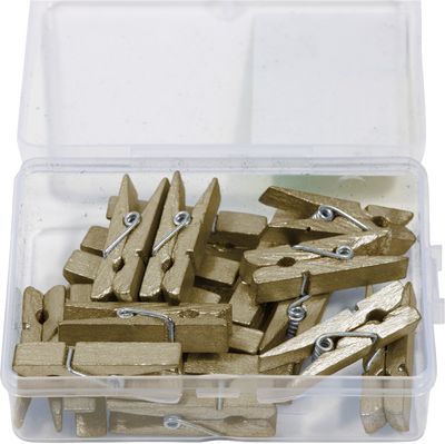 Gold Large 1 3/8 Inch Wood Clips - 18 Pack