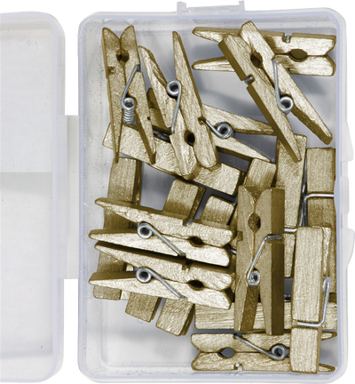 Gold Large 1 3/8 Inch Wood Clips - 18 Pack
