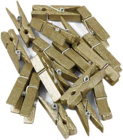 Gold Large 1 3/8 Inch Wood Clips - 18 Pack