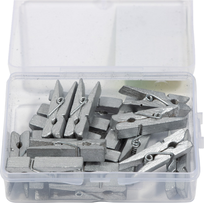 Silver Large 1 3/8 Inch Wood Clips - 18 Pack