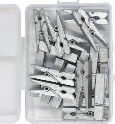 Silver Large 1 3/8 Inch Wood Clips - 18 Pack