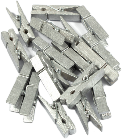 Silver Large 1 3/8 Inch Wood Clips - 18 Pack