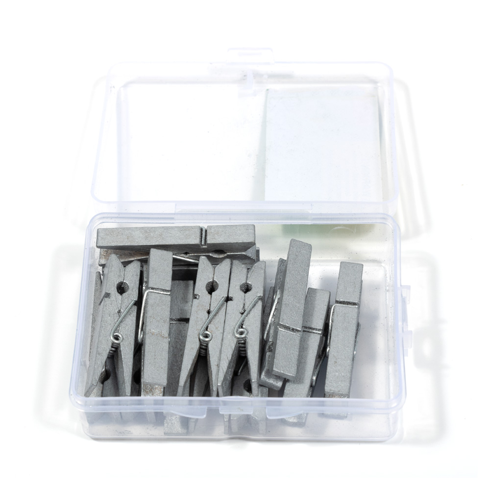 Silver X-Large 1 3/4 Inch Wood Clips  - 14 Pack