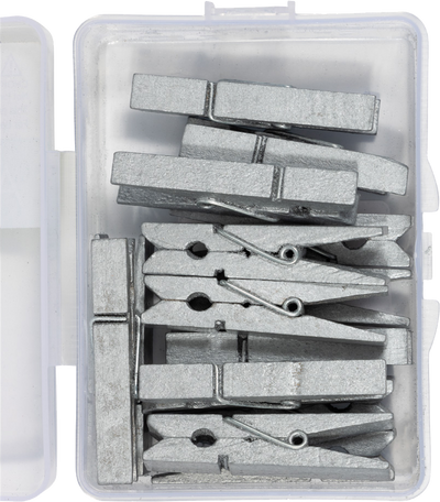 Silver X-Large 1 3/4 Inch Wood Clips  - 14 Pack