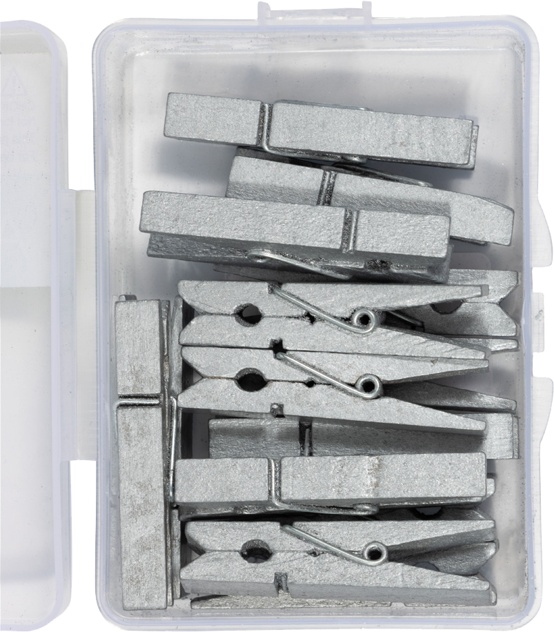 Silver X-Large 1 3/4 Inch Wood Clips  - 14 Pack