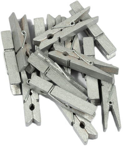 Silver X-Large 1 3/4 Inch Wood Clips  - 14 Pack