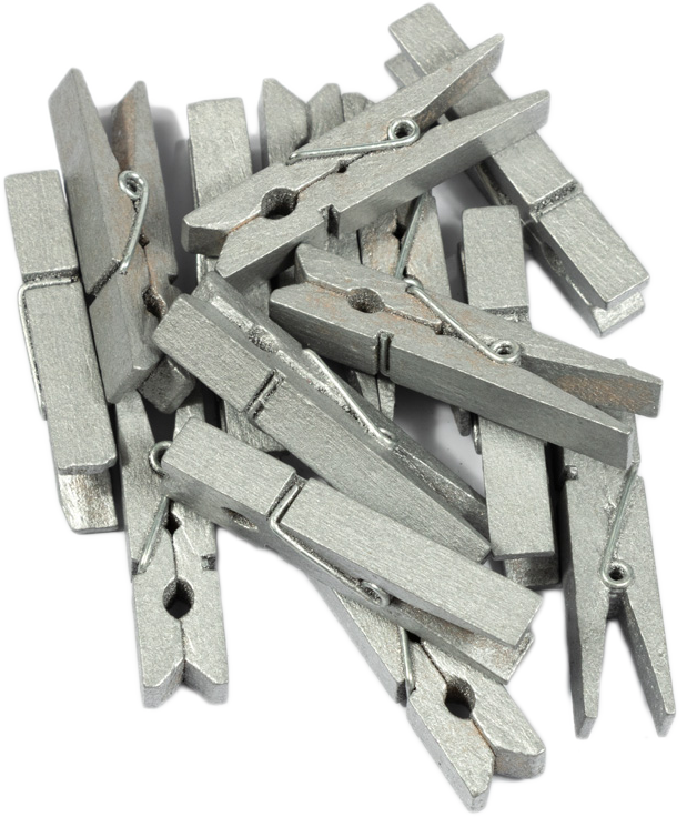 Silver X-Large 1 3/4 Inch Wood Clips  - 14 Pack