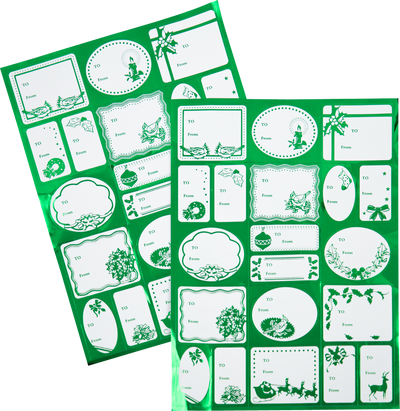 Green Foil Christmas To/From Mini Stickers