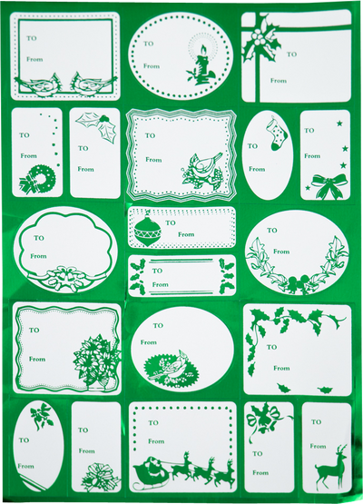 Green Foil Christmas To/From Mini Stickers