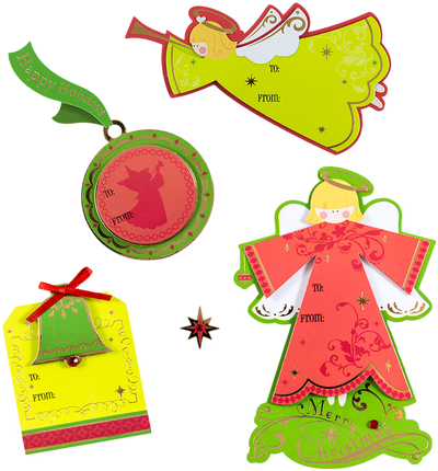 Green Angel Christmas Gift Label Stickers