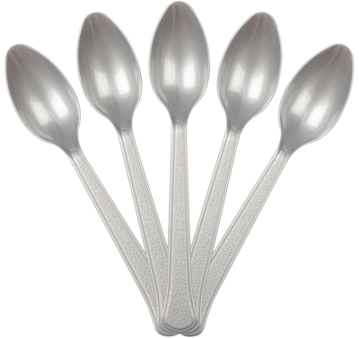 Silver Plastic Spoons - 50 Pack