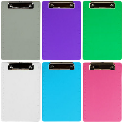 Assorted 6 x 9 Plastic Clipboards - 6 Pack