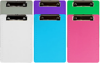Assorted 6 x 9 Plastic Clipboards - 6 Pack