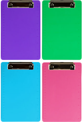 Assorted Fashion 6 x 9 Plastic Clipboards - 4 Pack