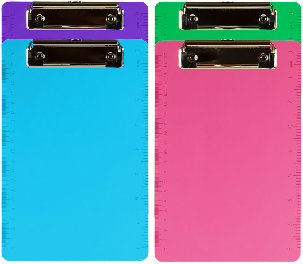 Assorted Fashion 6 x 9 Plastic Clipboards - 4 Pack