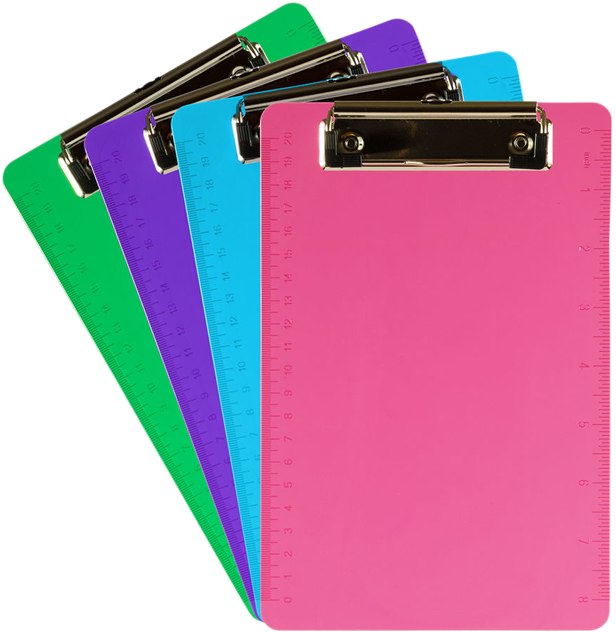 Assorted Fashion 6 x 9 Plastic Clipboards - 4 Pack