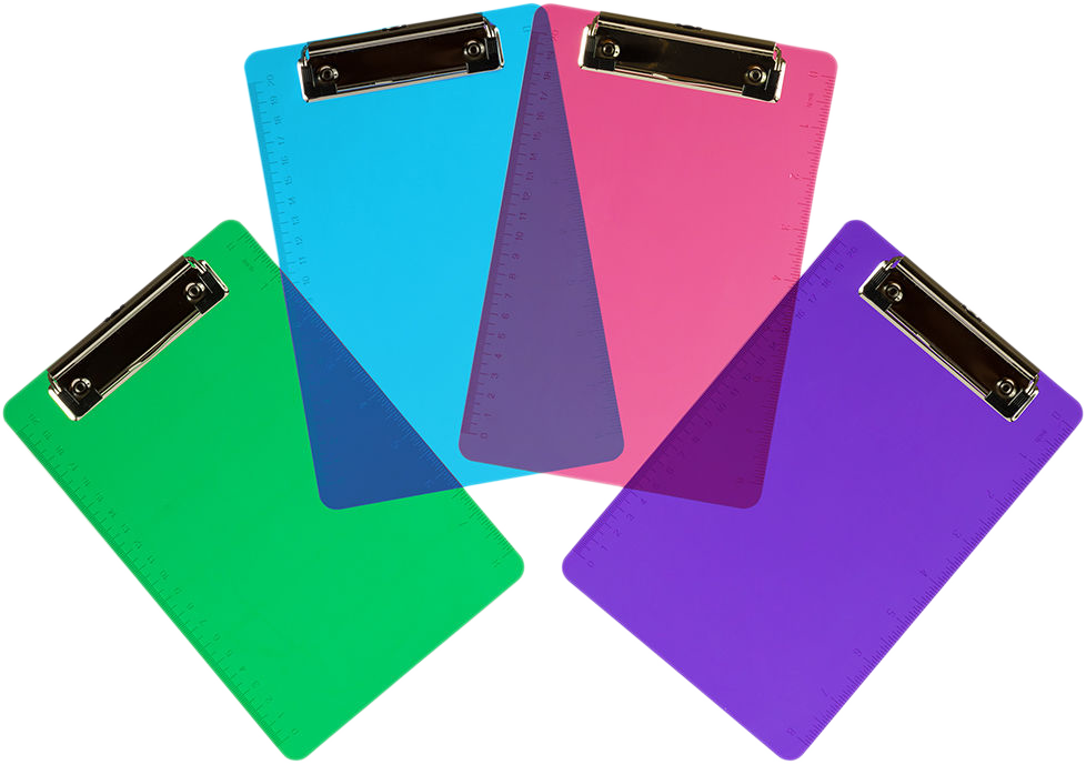 Assorted Fashion 6 x 9 Plastic Clipboards - 4 Pack