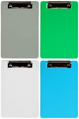 Assorted Industrial 6 x 9 Plastic Clipboards - 4 Pack