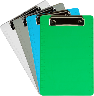 Assorted Industrial 6 x 9 Plastic Clipboards - 4 Pack