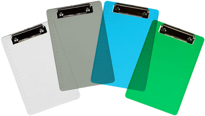 Assorted Industrial 6 x 9 Plastic Clipboards - 4 Pack