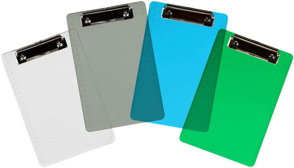 Assorted Industrial 6 x 9 Plastic Clipboards - 4 Pack