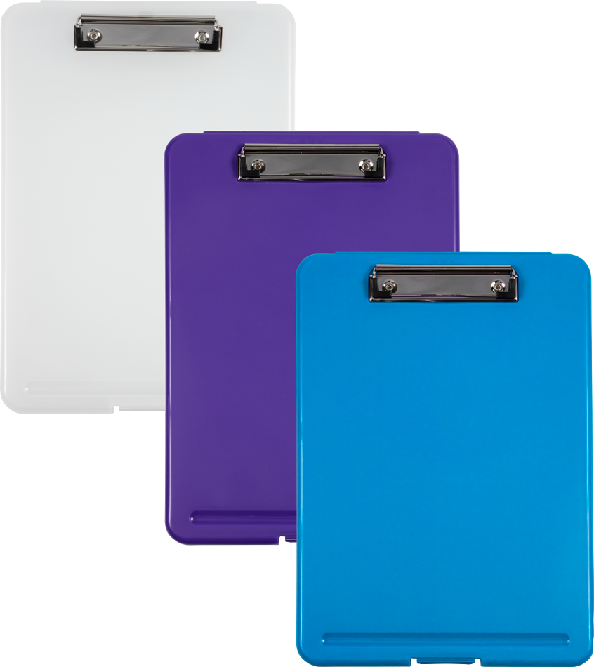 Assorted 9 x 13 Plastic Clipboard Storage Box (3 Pack)