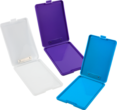 Assorted 9 x 13 Plastic Clipboard Storage Box (3 Pack)