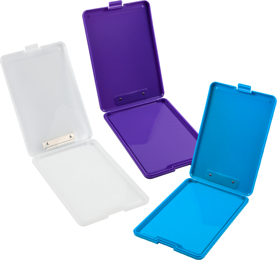 Assorted 9 x 13 Plastic Clipboard Storage Box (3 Pack)
