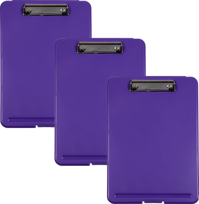 Purple 9 x 13 Plastic Clipboard Storage Box (3 Pack)