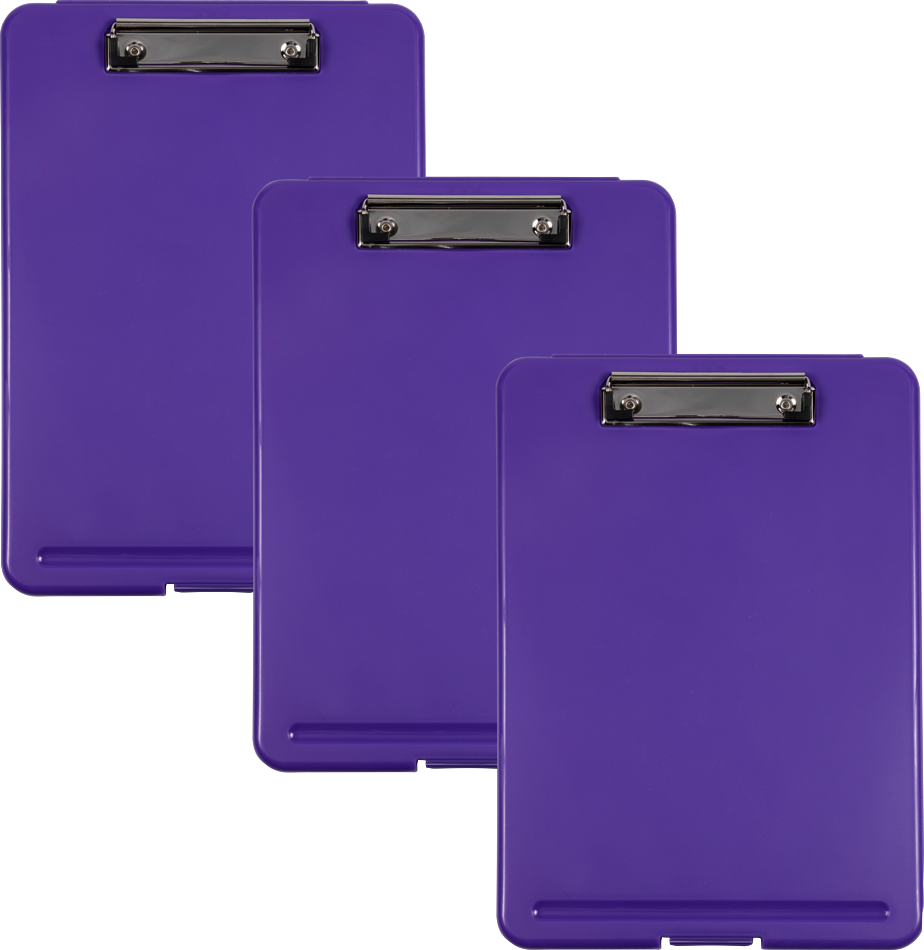 Purple 9 x 13 Plastic Clipboard Storage Box (3 Pack)