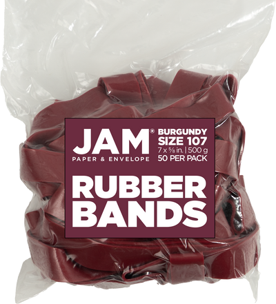 Burgundy Size 107 Rubber Bands - 50 Pack