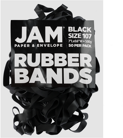 Black Size 107 Rubber Bands - 50 Pack