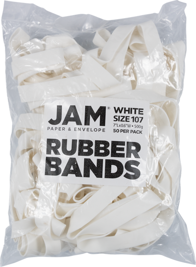 White Size 107 Rubber Bands - 50 Pack