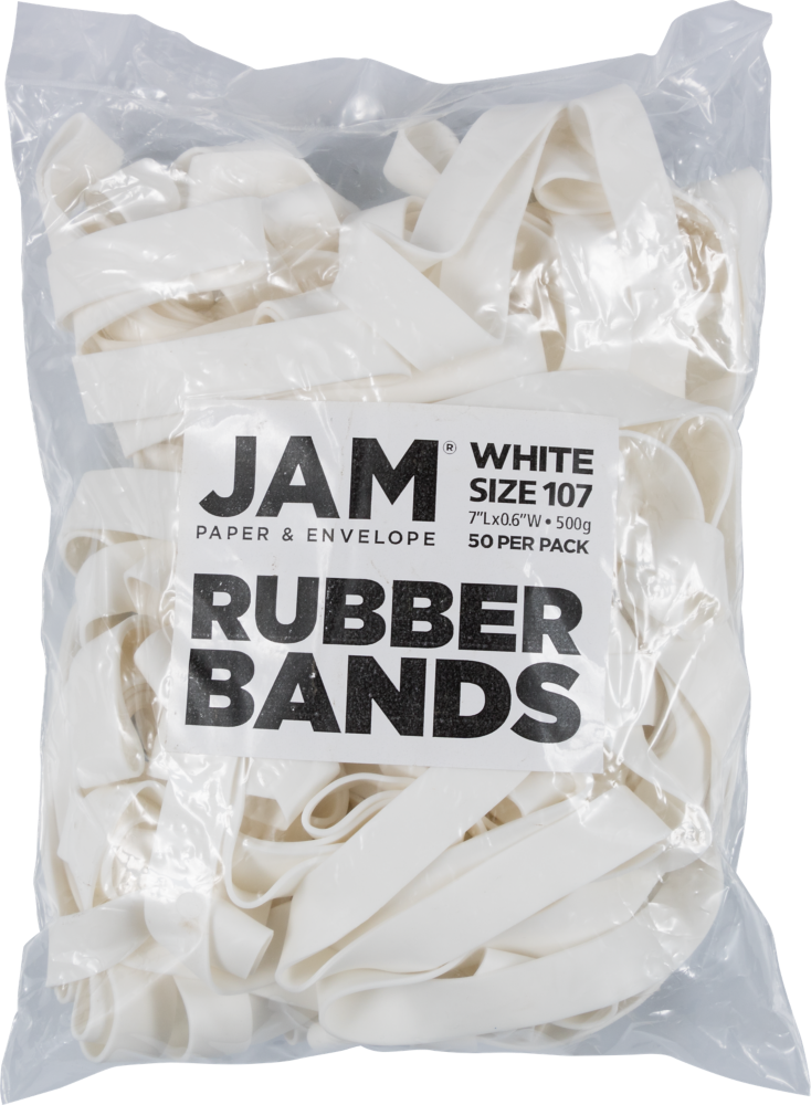 White Size 107 Rubber Bands - 50 Pack