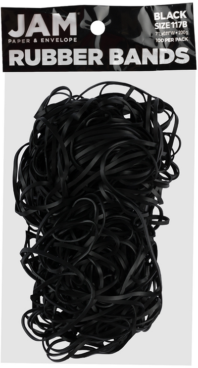 Black Size 117B Rubber Bands - 100 Pack