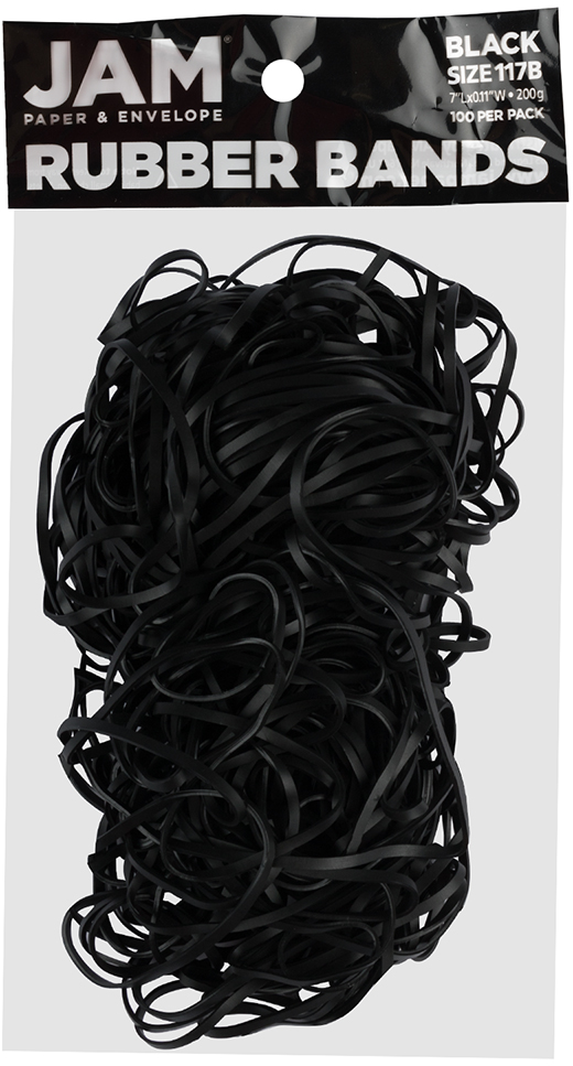 Black Size 117B Rubber Bands - 100 Pack