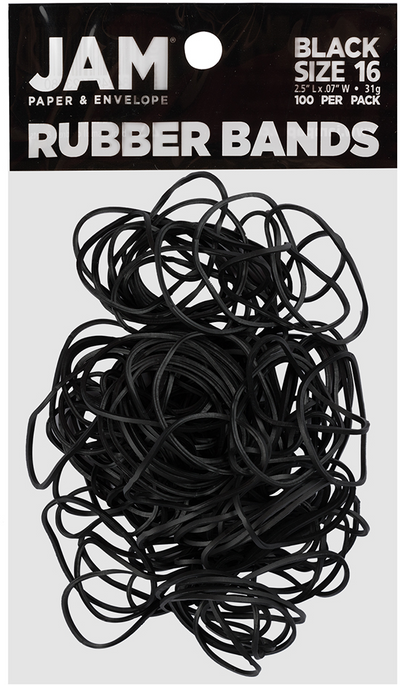 Black Size 16 Rubber Bands - 100 Pack