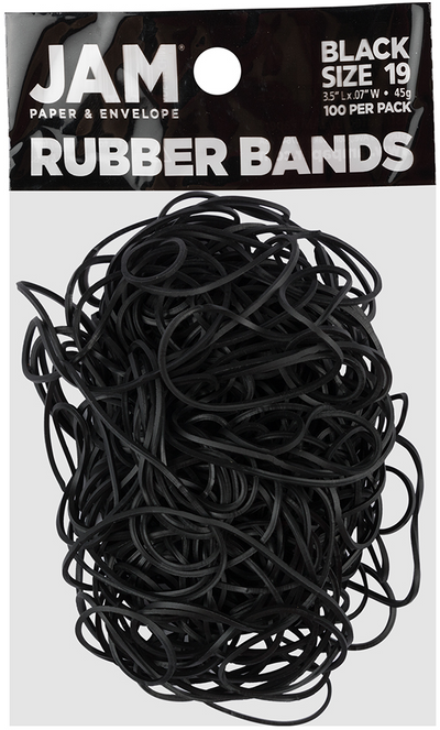 Black Size 19 Rubber Bands - 100 Pack